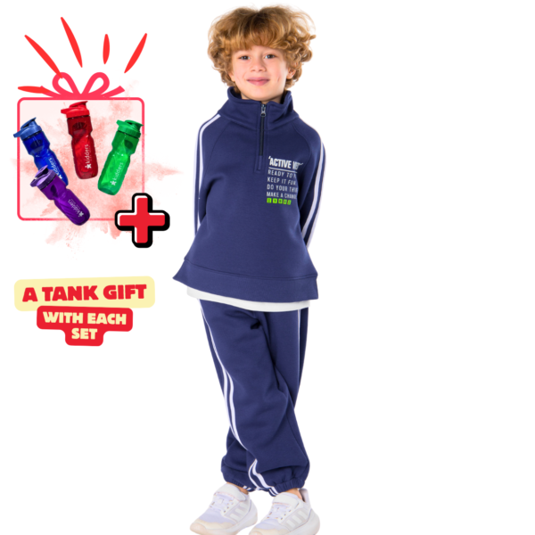Kids Unisex tracksuit Set (2 pcs) – a sweatshirt and matching pants - Dark Blue