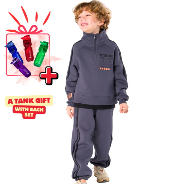 Kids Unisex tracksuit Set (2 pcs) – a sweatshirt and matching pants - Steel Grey