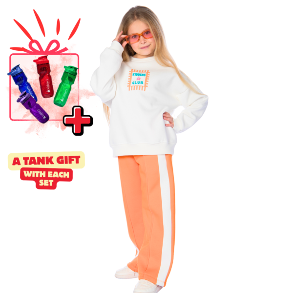 Kids Unisex tracksuit Set (2 pcs) – a sweatshirt and matching pants - ORANGE