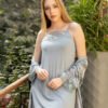 17517-4 Women pyjama (SET of sleeveless cotton night shirt with semi soft jacket)