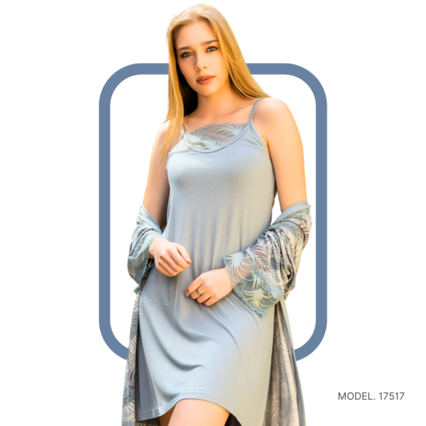 17517 Women pyjama (SET of sleeveless cotton night shirt with semi soft jacket)