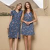 17621-4 Women pyjama (half long cotton night shirt)