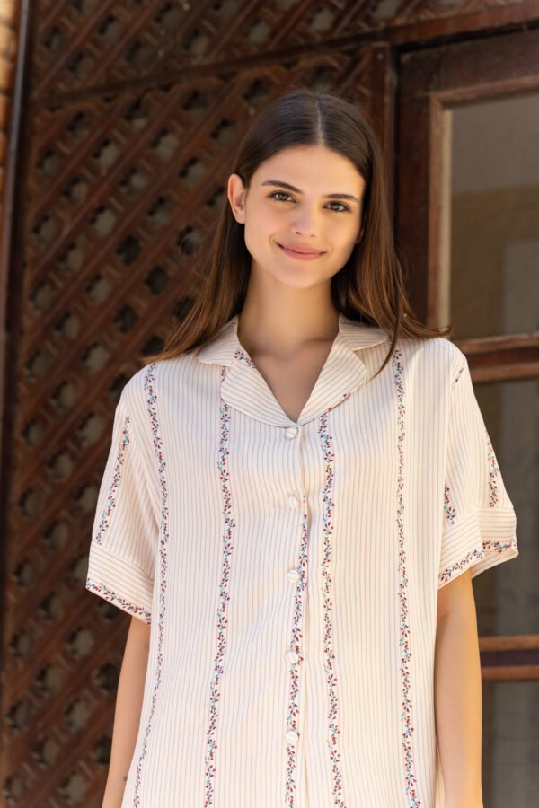 17683-1 Women pyjama (soft half long cotton night shirt)