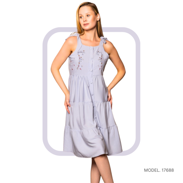 17688 Women’s home wear half long cotton night shirt