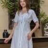 17695B (3) Women pyjama (soft half long cotton night shirt)