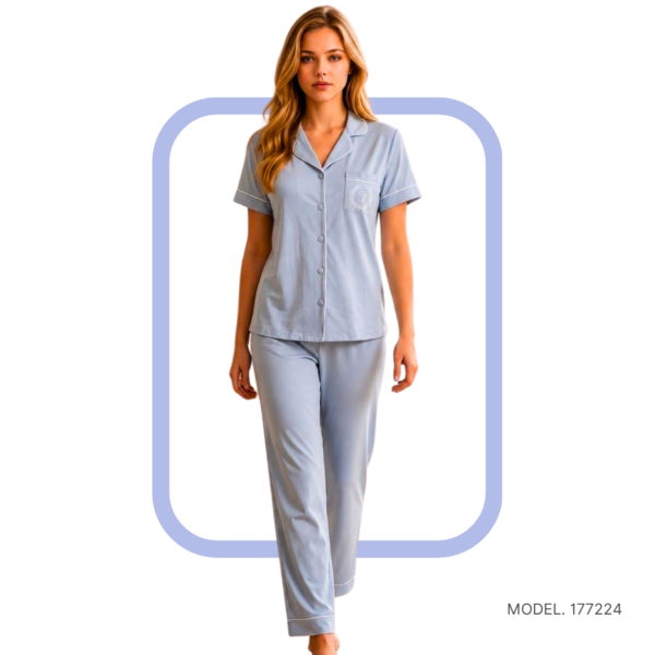 177224 Women pyjama (soft pants and a short-sleeve shirt)
