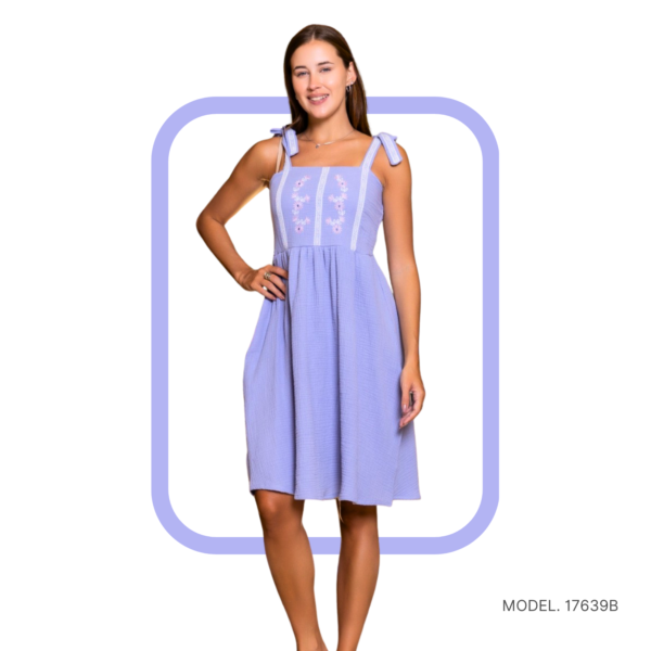 17639 Women’s home wear half long cotton night shirt