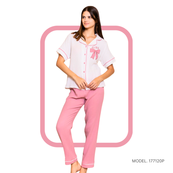 177120 Women pyjama (soft pants and a short-sleeve shirt)