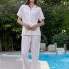17765P (4) Women pyjama (soft pants and a short-sleeve shirt)